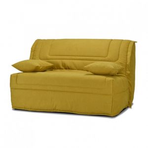 Banquette lit bz 140x190 cm en tissu jaune et matelas 12 cm &ndash; buzzy