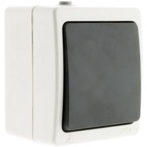 Zenitech Bouton poussoir Aquae étanche en saillie IP54 - blanc et noir