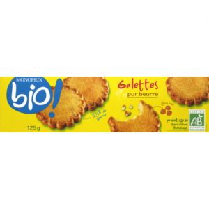 Monoprix Bio Galettes pur beurre, certifi&eacute; AB - Le paquet de 125g