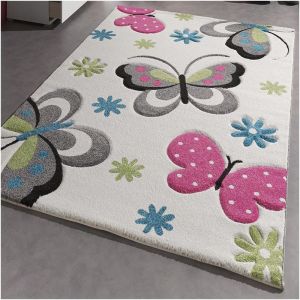Unamourdetapis Tapis KIDS PAPILLONS 240x340, par, Tapis pour enfant 240 x 340 cm Creme