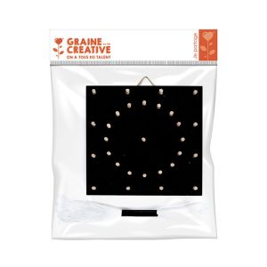 Graine Créative Support String Art Rosace sur tableau en bois noir 11 x 11 cm