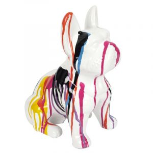 Statuette D&eacute;co "Bulldog Coulures" 30cm Multicolore Prix