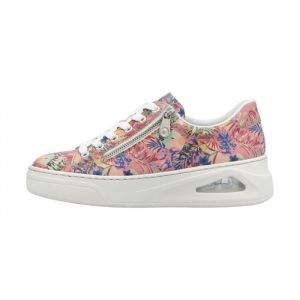 Baskets talon compensé - Multicolore - Femme - Imprimé jungle - Lacets plats - Semelle à bulle dair
