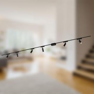 BRILONER - Système de rail Luxtrail set complet, 6x spots LED, lampes, orientable, système de rail lumineux plafond, spot rail, plafonnier, plafonnier, spotlight, 3m, noir