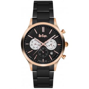 Image de Lee Cooper Montre LC06295-450 - Chronographe Bracelet Acier Noir Boitier Doré Rose Homme