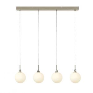 Image de Markslojd Suspension QUATTRO-Suspension barre 4 lumières Métal/Verre Opalin L90cm Argenté