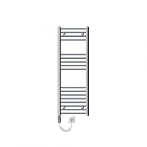 Radiateur de salle de bain électrique avec élément chauffant 900W 400x1200 mm Chrome courbé avec raccord latéral