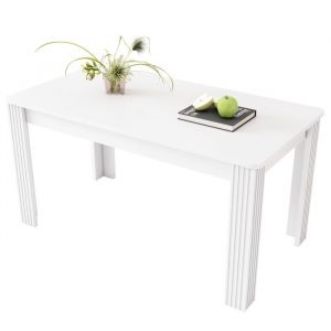 Table De Salle à Manger Contemporaine, Table à Manger Robuste, Table à Quatre Pieds,Blanc
