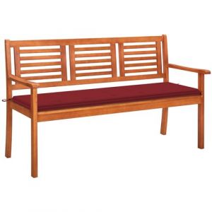 VidaXL Banc de Jardin 3 Places avec Coussin Banc d'Ext&eacute;rieur Banc de Parc Meuble de Terrasse Meuble de Patio 150 cm Bois d'Eucalyptus