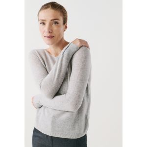 CAROLL Pull femme 100% cachemire Encolure bateau gris perle M