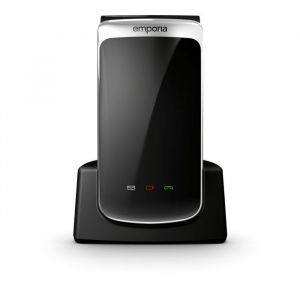 Emporia TOUCHsmart.2 New Edition Téléphone Portable 4G pour Personnes âgées, Bouton dédié pour Whatsapp et Application de Messagerie, Volume élevé, écran Couleur 3,25", Station de Charge, Noir