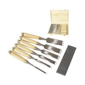 Perel Ciseaux &agrave; Bois - lot de 6 - En coffret - Pour Sculpture Tournage Bois