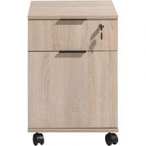 Pegane Caisson de 2 tiroirs &agrave; roulettes coloris Ch&ecirc;ne Cambrian - longueur 41 x profondeur 41 x hauteur 61 cm