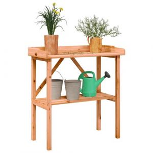VidaXL Table à Plantes avec Étagère, Support de Pots de Fleurs, Présentoir à Plantes, Support à Plantes Jardin, Marron Bois de Sapin