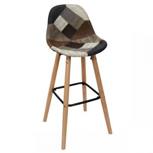 Image de CMP Lot de 2 Tabourets De Bar Patchwork Gris Foncé