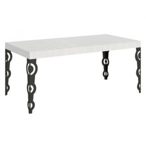 Table extensible 90x160/420 cm Karamay Frêne Blanc structure Anthracite