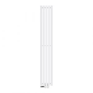 Image de ECD Germany Radiateur Panneau Design Stella Non Électrique, 260 x 1800 mm, Blanc, Raccord Central, avec Garniture de Raccordement Passage au Sol et Thermostat, Plat, Vertical, Chauffage Salle de Bain