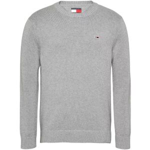 Tommy Jeans Pull Homme Slim Fit Crew Neck Sweater Pull en Maille, Gris (Grey HTR), S