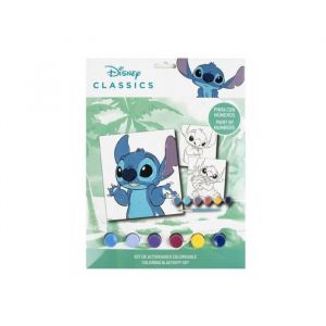 Kit peinture par numero disney stitch 6 images 18x20cm - art creatif kids enfant 6 ans - dessin anime - set coloriage et carte