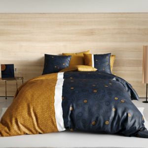 Housse de couette et deux taies coton (260 cm) Bel'or Jaune