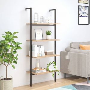 VidaXL Étagère inclinée 4 niveaux Marron clair et noir 64x35x152,5 cm