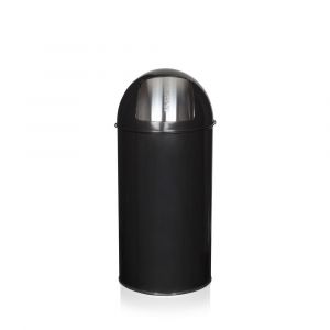 hjh OFFICE Poubelle à poussoir / Poubelle automatique PUSH 35L satin noir
