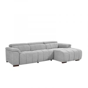 Canapé d'angle droit relax électrique en tissu gris clair molpica