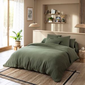 Terre de Nuit Housse de couette 140x200 gaze de coton kaki noa - noa