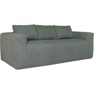 Oviala Canapé 3 places en tissu bouclette avec coussins vert