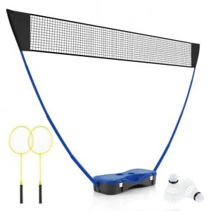Coast Badminton set - Filet, 2 raquettes, 2 volants et boîte de rangement inclus - 270 x 33,5 x 160 cm - bleu