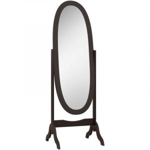 Homcom Miroir à Pied Ovale Style Shabby Chic Inclinaison réglable dim. 48L x 46l x 147H cm MDF Café