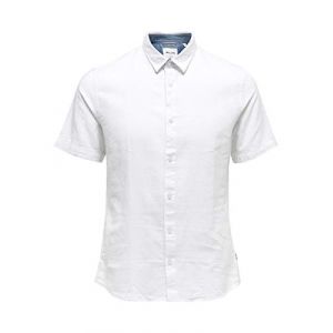 Only & Sons Onscaiden SS Linen Shirt Noos Chemise, Blanc, L Homme