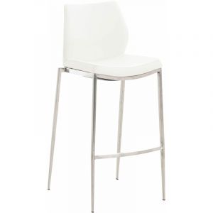 Image de CLP Tabouret De Bar -CHIGNY Cuirette Acier Inoxydable(Blanc)