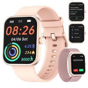 Blackview Montre Connectée Femme d’Appel Bluetooth 1,83'' HD Smartwatch Sportif Lecteur Musique SpO2 Sommeil Météo Android iOS Rose