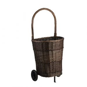 Panier à bûches en osier teinté,Chariot de marché osier,support ovale