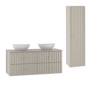 Ensemble meuble double vasque 120cm et colonne Izae Cachemire