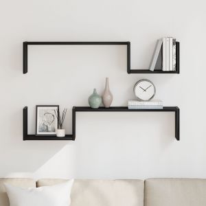 VidaXL Étagère Murale 2 Pcs Chêne Noir 100x15x70 Cm Bois D'ingénierie