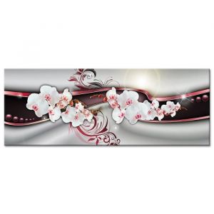 Tableau Déco Abstrait Déco Orchidées Modernes - Abstrait - 80x30 cm - Rouge