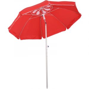 Outsunny Parasol inclinable octogonal Ø 190 cm Tissu Polyester Haute densité Anti-UV Hauteur réglable mât alu Sac de Transport Inclus Rouge