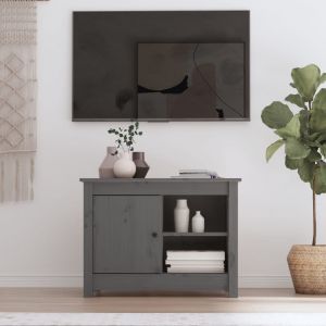 VidaXL Meuble TV Gris 70x36,5x52 cm Bois de pin massif