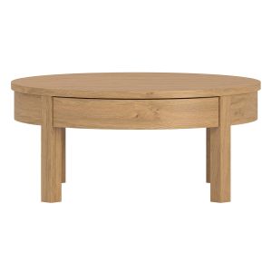 Image de Miliboo Table basse ronde finition chêne avec tiroir D80 cm EOLE