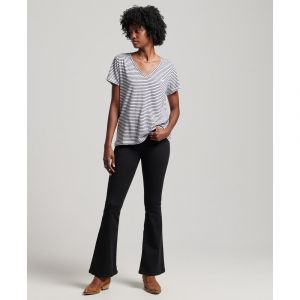 Superdry T-shirt col V brodé et flammé femme