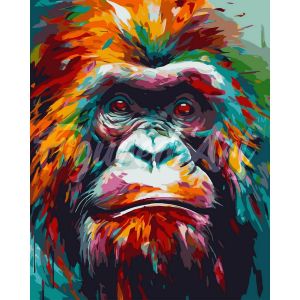 Peinture au numéro : Orang-outan Coloré Abstrait - sans châssis en bois