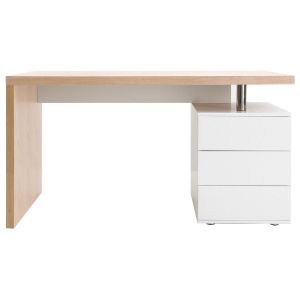 Miliboo Bureau design en ch&ecirc;ne clair et blanc CALIX
