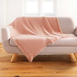 Image de Plaid à Franges "Coraline" 125x150cm Rose Prix