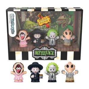 Mattel Little People Collector Coffret Beetlejuice édition spéciale pour les fans du film, 4 figurines de personnages dans un emballage à exposer, JFD68