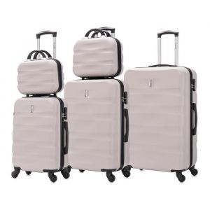 Celims France - Set Valise 5 Pièces | Lot de Valise | Valise avec Vanity |ABS | Gris