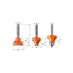 Cmt FRAISE POUR QUART DE ROND (F) AVEC ROULEMENT HW S=8 D=28X19 R=10 955.308.11F