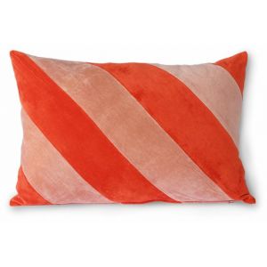 Image de HK Living Coussin en coton velours rose et rouge - HKliving