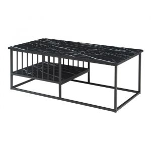 [en.casa] - Table basse Raukurg 120 x 60 x 42 cm effet marbre noir